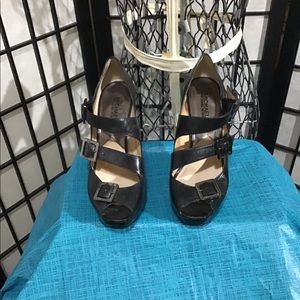 MK 3 Buckle Peep  Toe Sandal Heel